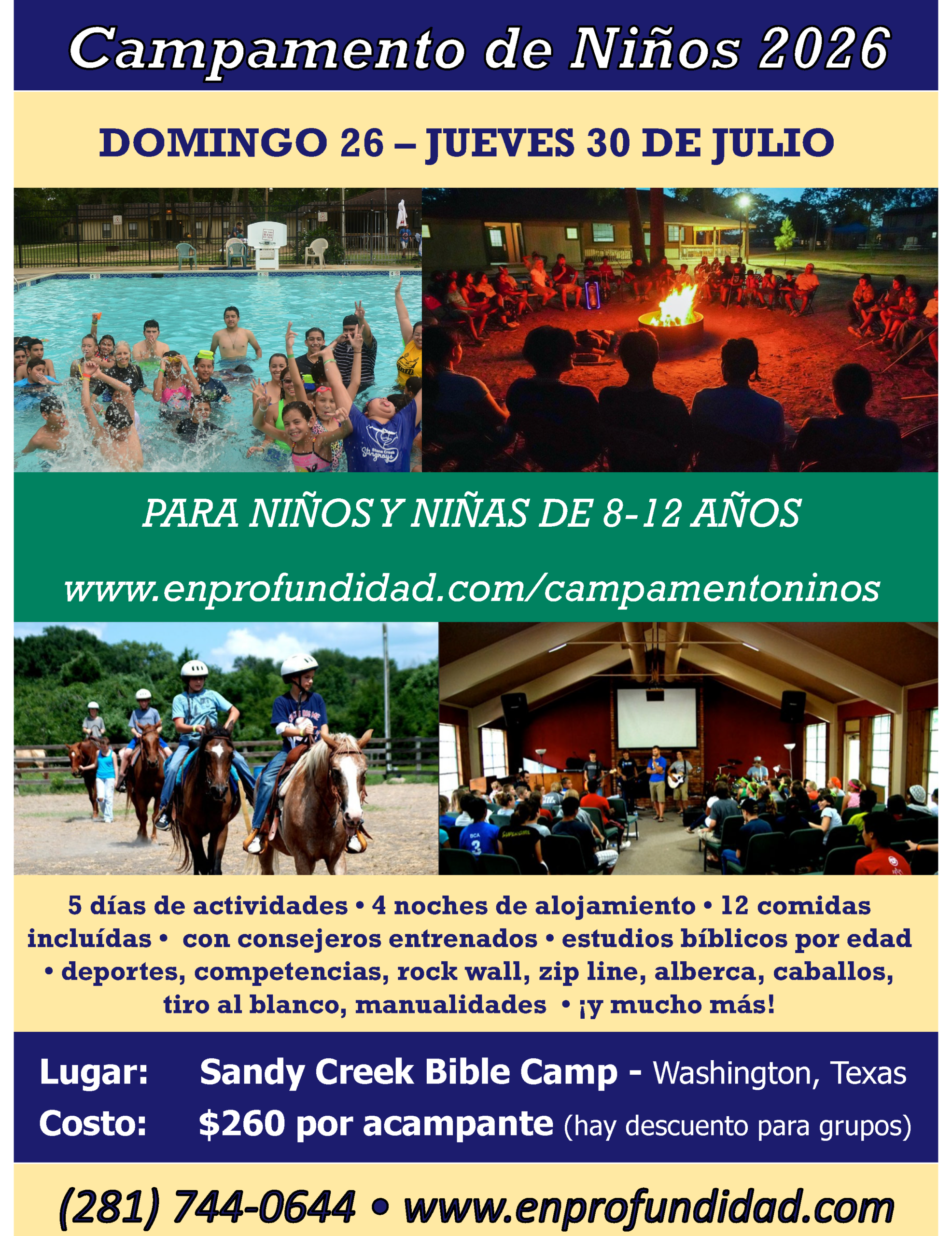 Póster sobre el campamento de niños 2026