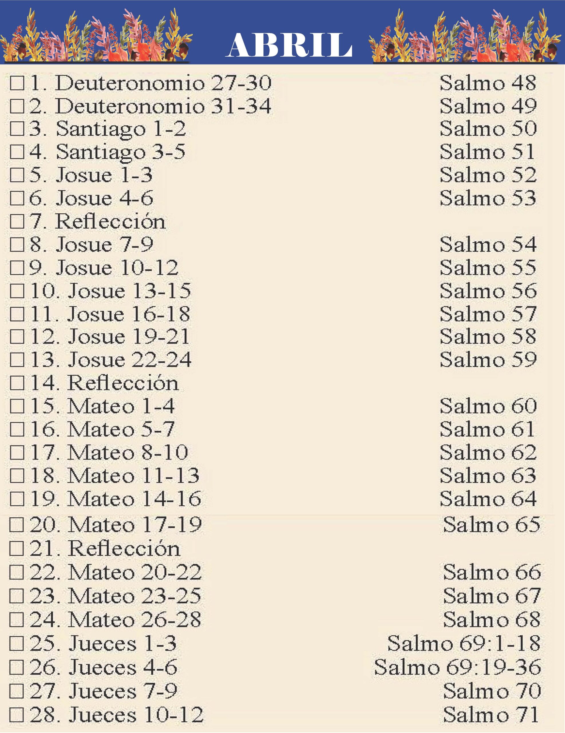 April Study Plan