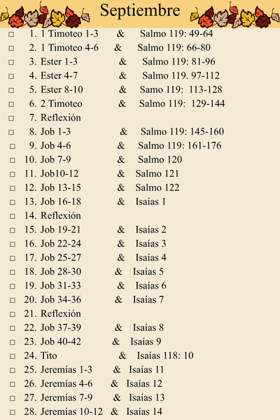 September Study Plan